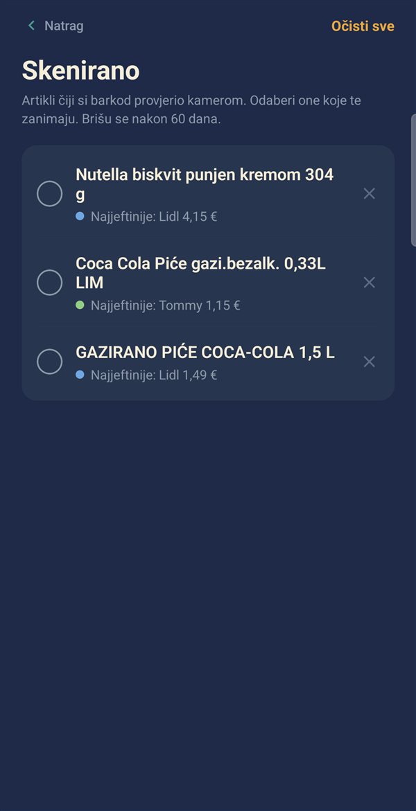 Skenirani barkodovi s najjeftinijim lancem za svaki